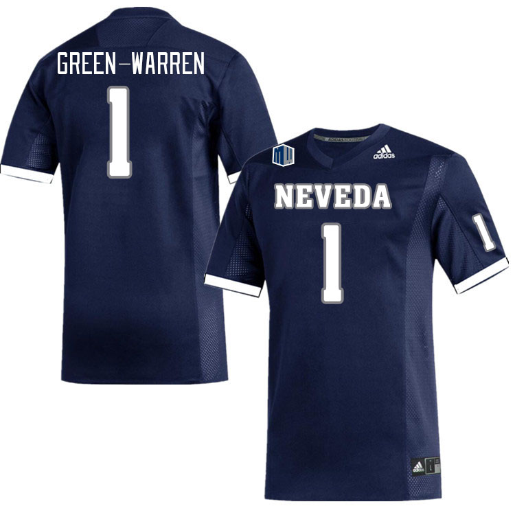 Men-Youth #1 Darion Green-Warren Neveda Wolfpack 2023 College Football Jerseys Stitched-Navy